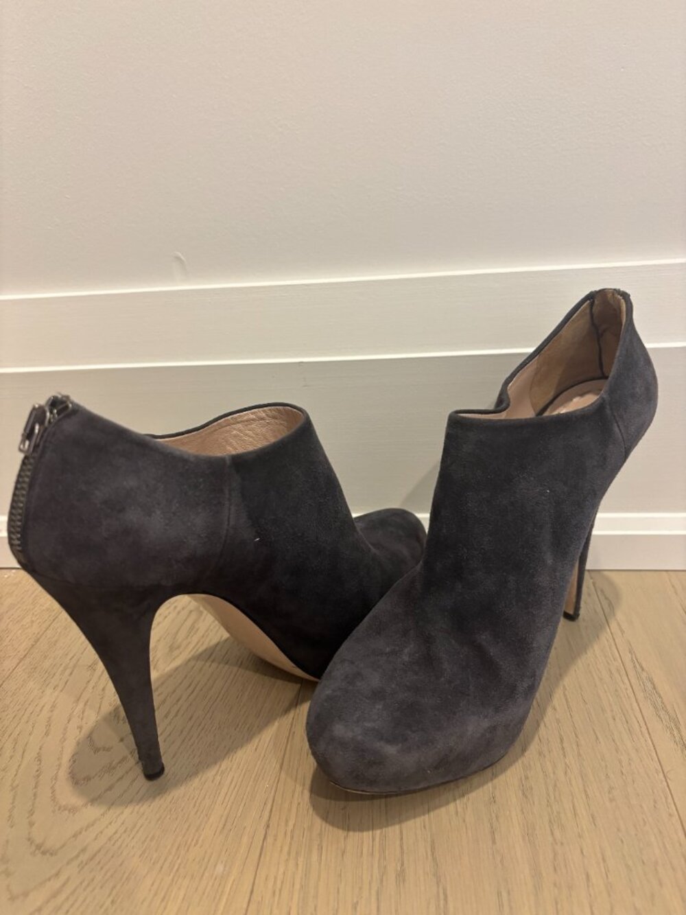 Vintage Miu Miu Suede Back-Zip Booties | Designer Ankle Boots
